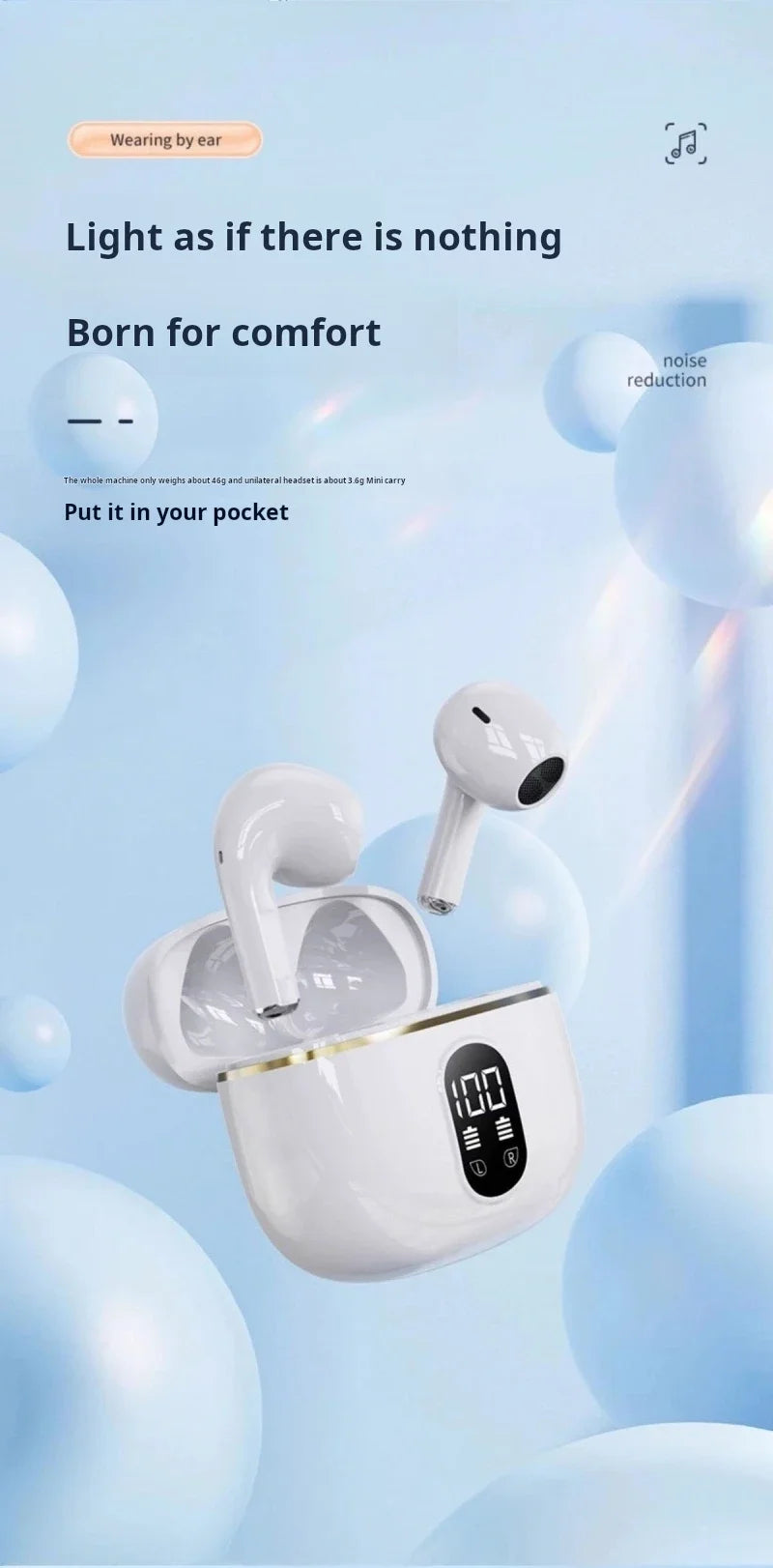 Auriculares inalámbricos Sony True con sonido estéreo HIFI, Bluetooth, pantalla táctil, para iPhone y Samsung. Cable para auriculares.