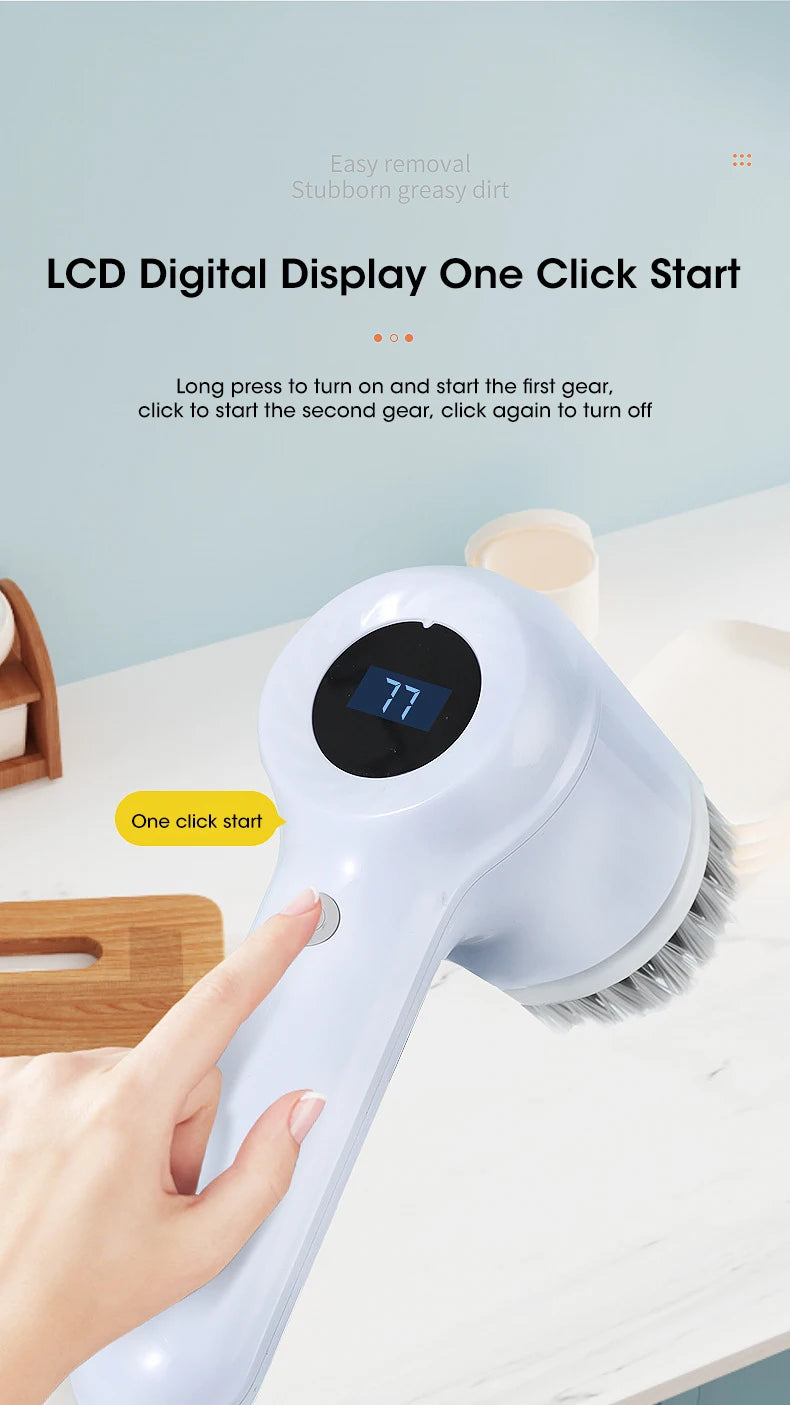 Electric Spin Scrubber, Bathroom Cordless Cleaning Brush Power Scrubber with 5 Replaceable Brush Heads, Electric Cleaning Brush