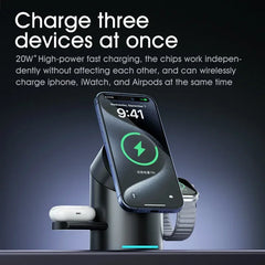 New Smart 15W Qi2 3 In 1 Magsafe Magnetic Autorotation Wireless Charger For iPhone iWatch Airpods Fast Charging Dock Station