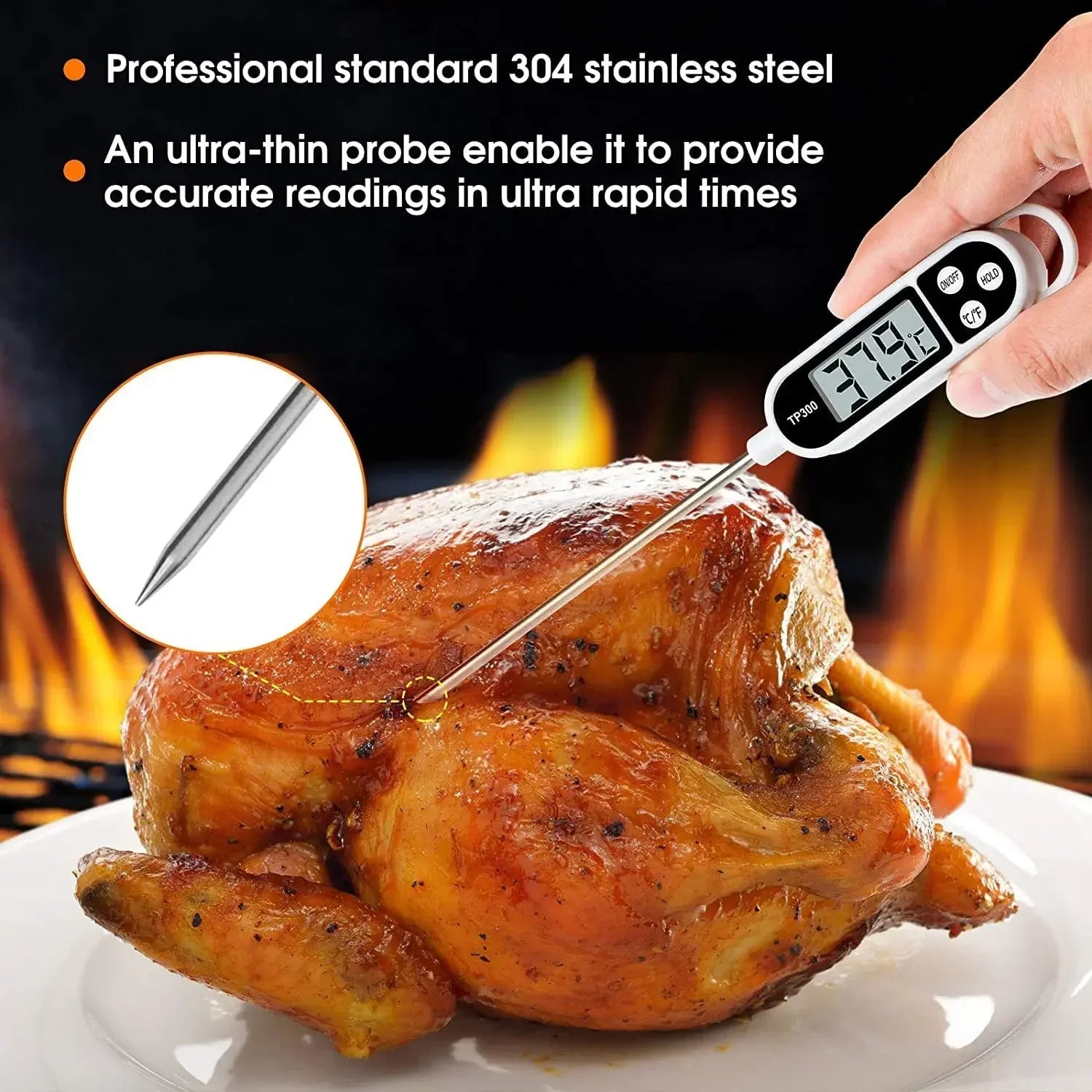 Digital Kitchen Thermometer Digital Temperature MeasuringTool for Meat Electronic Food Thermometer LCD Display Food Thermometer