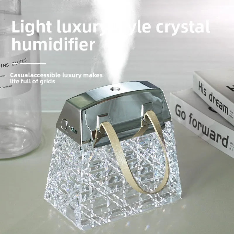 Crystal Bag Air Humidifier 300ML USB Rechargeable Aroma Diffuser Essential Oils Color Lights Mist Sprayer for Home Bedroom Gift