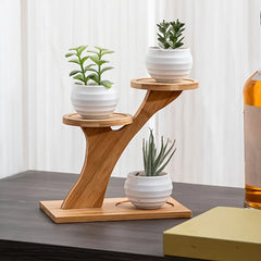 Estante de bambú de 2 niveles para el hogar y la oficina, diseño compacto, perfecto para escritorios y balcones.