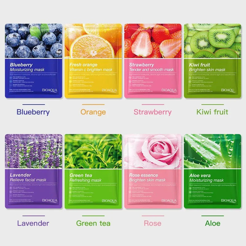 Lot de 8 masques naturels à base de plantes, soins de beauté, hydratants, raffermissants, cosmétiques coréens