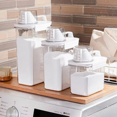 Dispensador hermético de detergente para ropa, caja de almacenamiento de polvo, recipiente transparente para detergente líquido con tapas, tarro