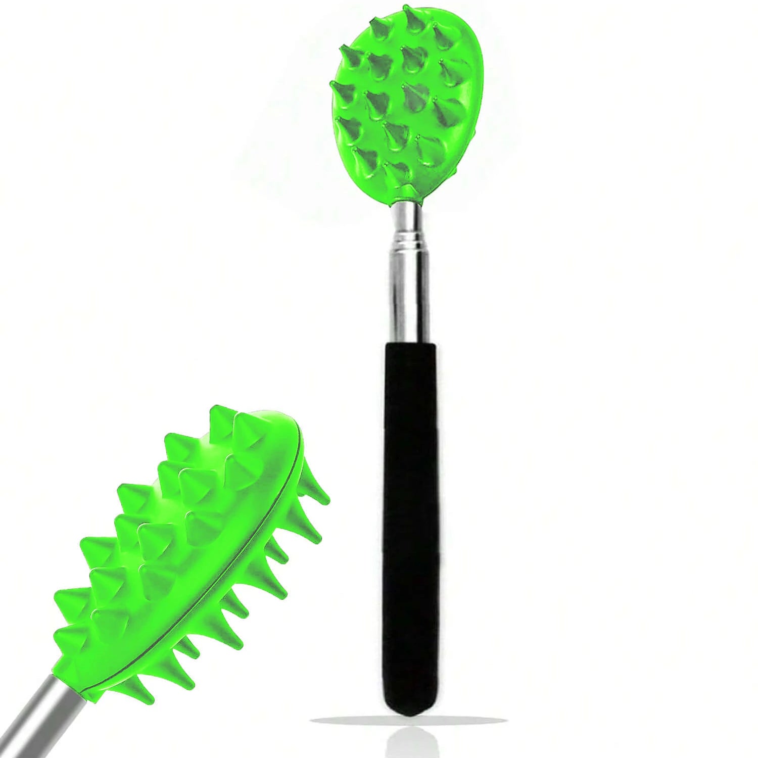 Extendable Cactus Back Scratcher with 1/4-inch & 1/2-inch Spikes, Retractable One-Hand Itch Stick for Men & Women, Durable PVC