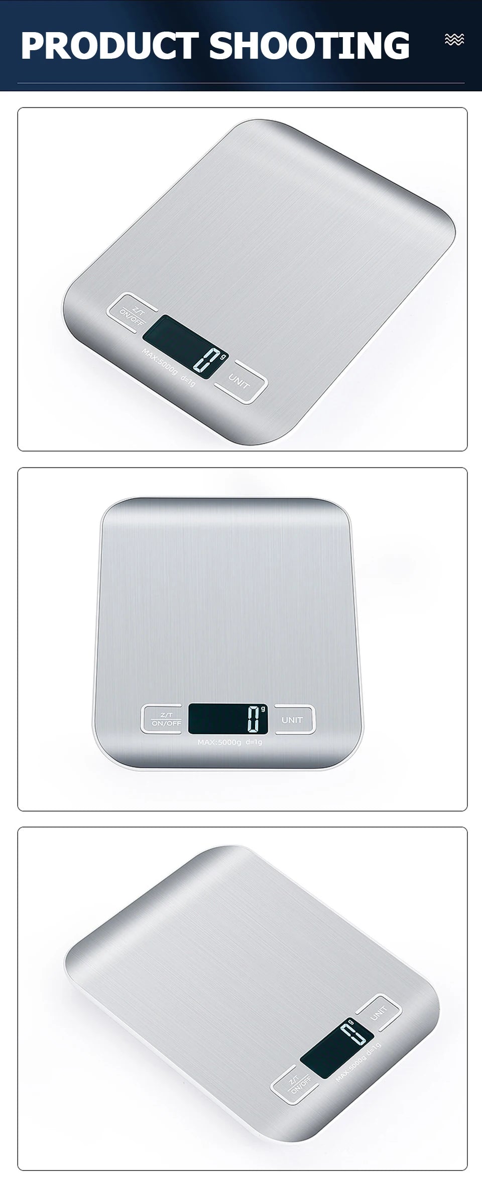 Báscula de cocina digital de 5 kg/10 kg con pantalla LCD, báscula electrónica de acero inoxidable, para el hogar, joyería, alimentos, aperitivos, herramientas para hornear