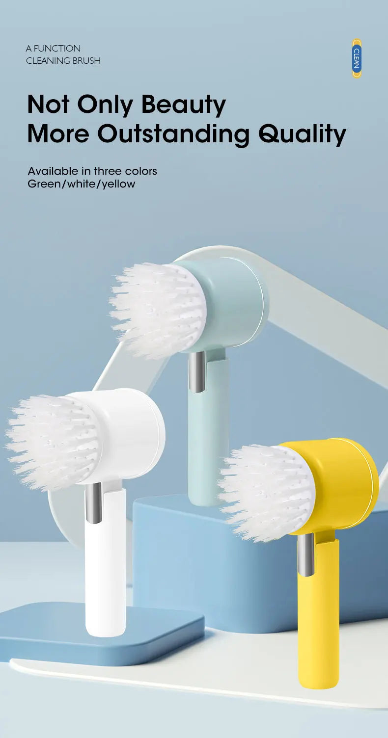 Electric Spin Scrubber, Bathroom Cordless Cleaning Brush Power Scrubber with 5 Replaceable Brush Heads, Electric Cleaning Brush