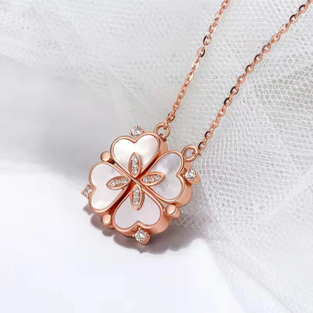 Collier pendentif magnétique Love pour femme, collier trèfle en forme de cœur, pendentif porte-bonheur 4 en 1, bijoux cadeau