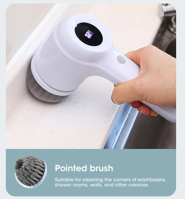 Electric Spin Scrubber, Bathroom Cordless Cleaning Brush Power Scrubber with 5 Replaceable Brush Heads, Electric Cleaning Brush