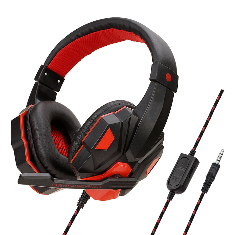 Auriculares para juegos con luz LED, micrófono, estéreo, graves profundos, para PC, portátil, PS4, Xbox