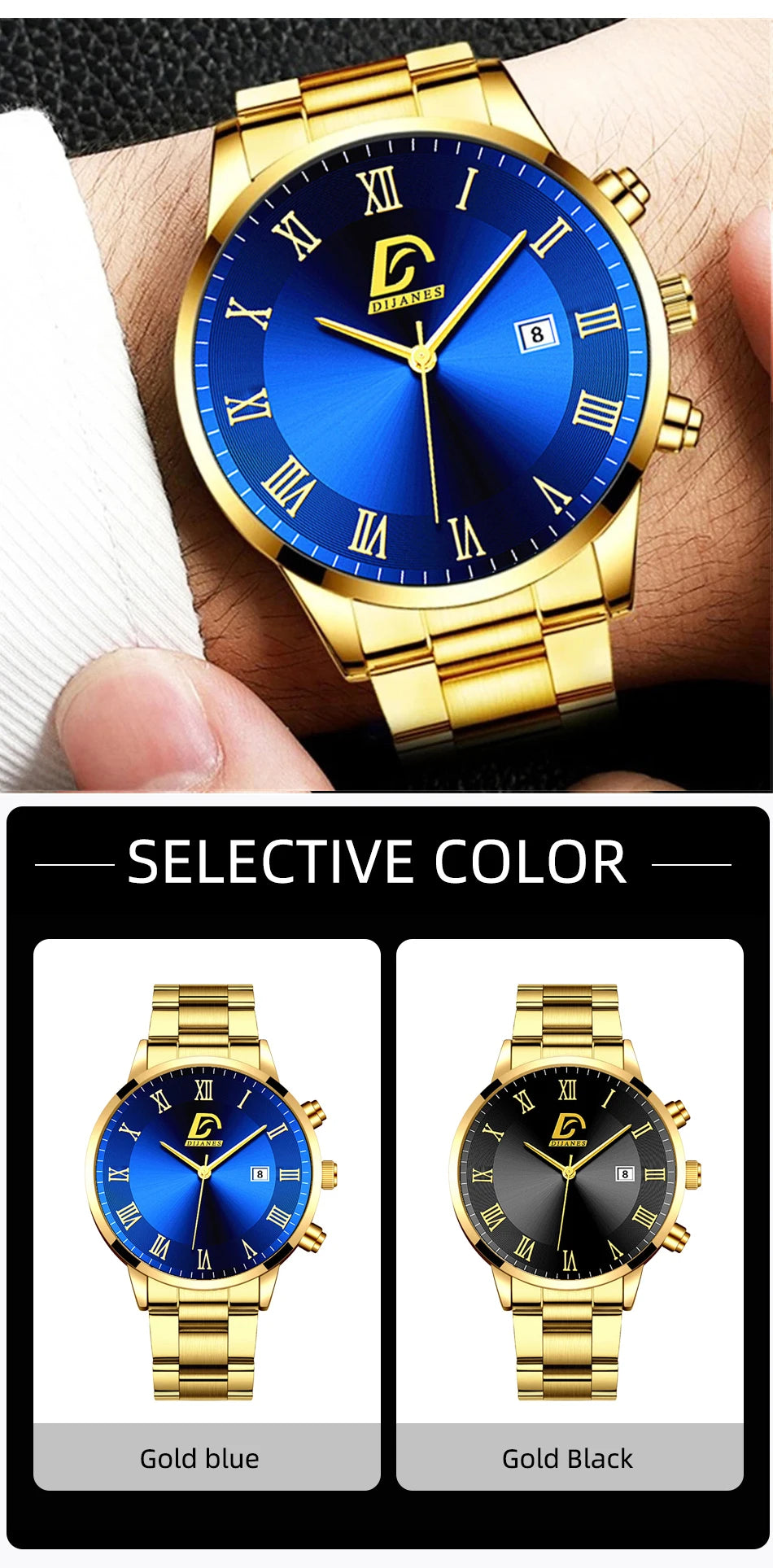 Montres à quartz minimalistes pour hommes, montre-bracelet de luxe en or, montre-bracelet pour hommes, montre-bracelet décontractée avec calendrier