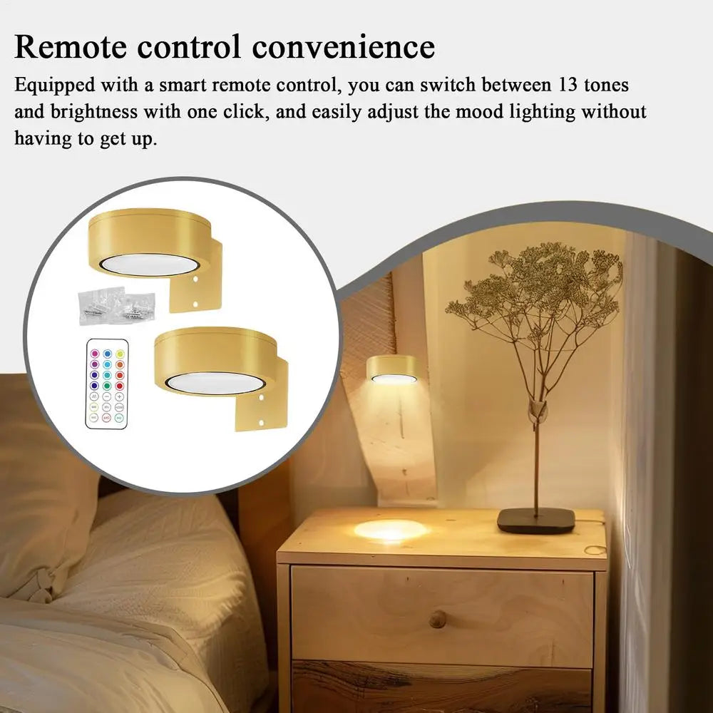 Magnetic LED Wall Light Night Dimmable Magnetic Picture Lights 360° Rotation Touch Remote Control Cabinet Spotlight Night Lamp