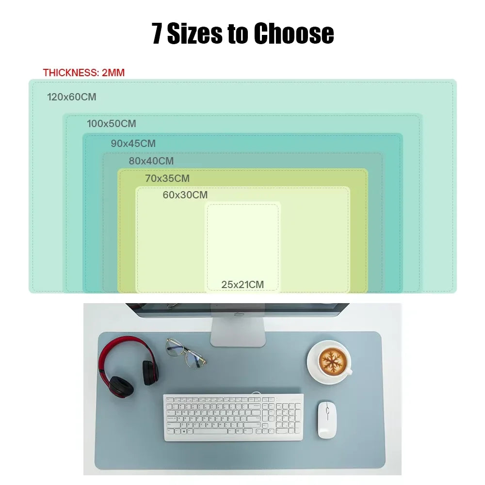 Large Size Office Computer Desk Protector Mat PU Leather Waterproof Non Slip Mouse Pad Desktop Keyboard Desk Pad Gaming Mousepad