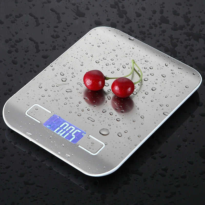 Báscula de cocina digital de 5 kg/10 kg con pantalla LCD, báscula electrónica de acero inoxidable, para el hogar, joyería, alimentos, aperitivos, herramientas para hornear