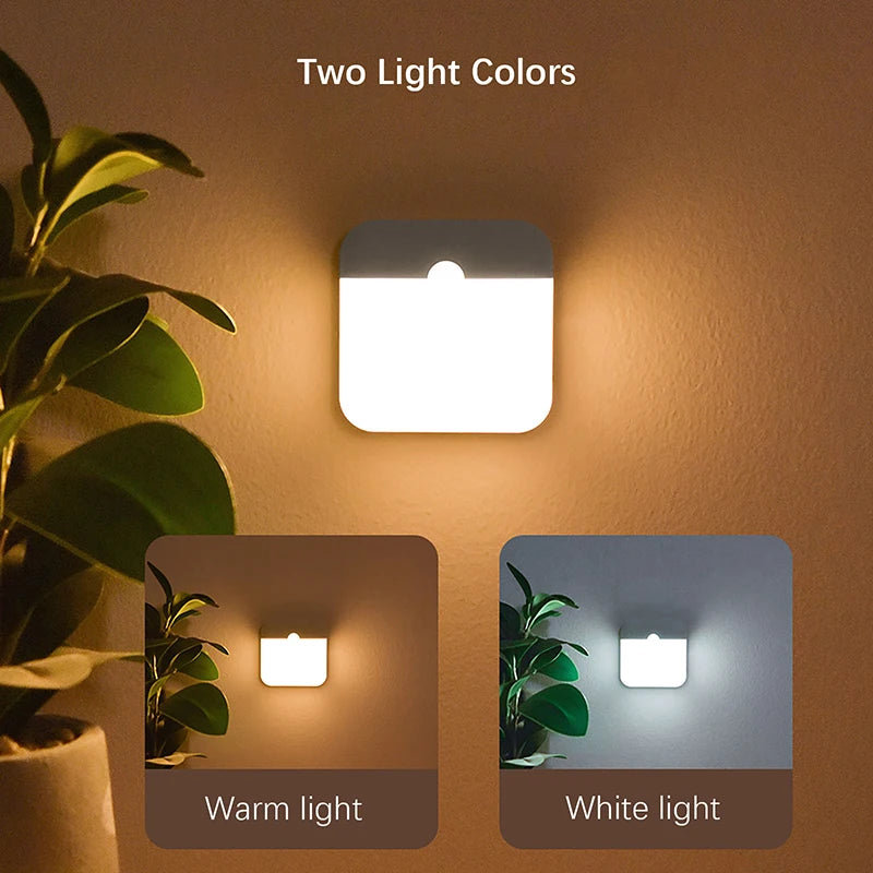 Veilleuse LED sans fil, lanterne murale rechargeable avec détecteur de mouvement, idéale pour le camping, l'été, les escaliers, les placards, la cuisine et les toilettes.