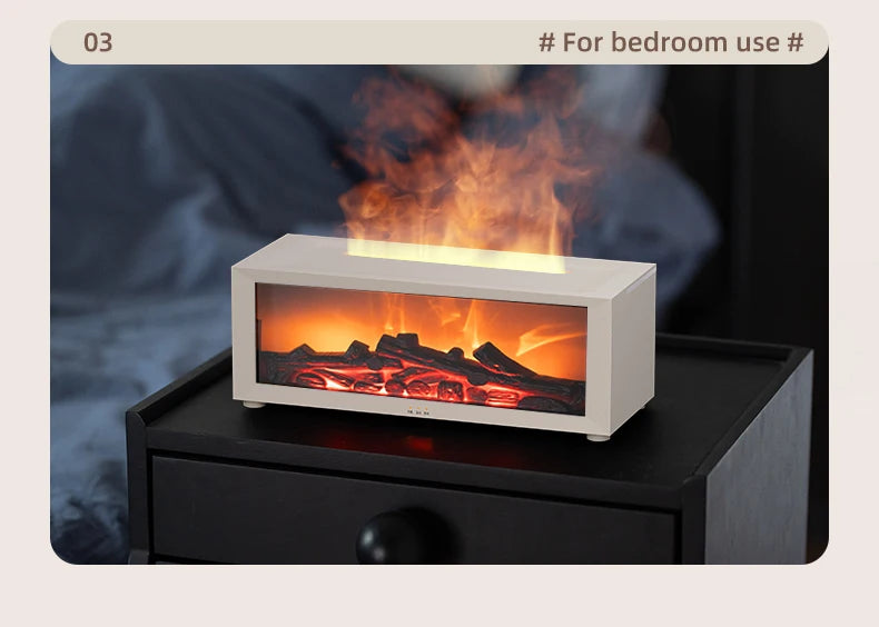 Flame Humidifier Simulated Fireplace At Night Time Remote Control Bass Large Spray Aroma Diffuser Oil Christmas Gifts