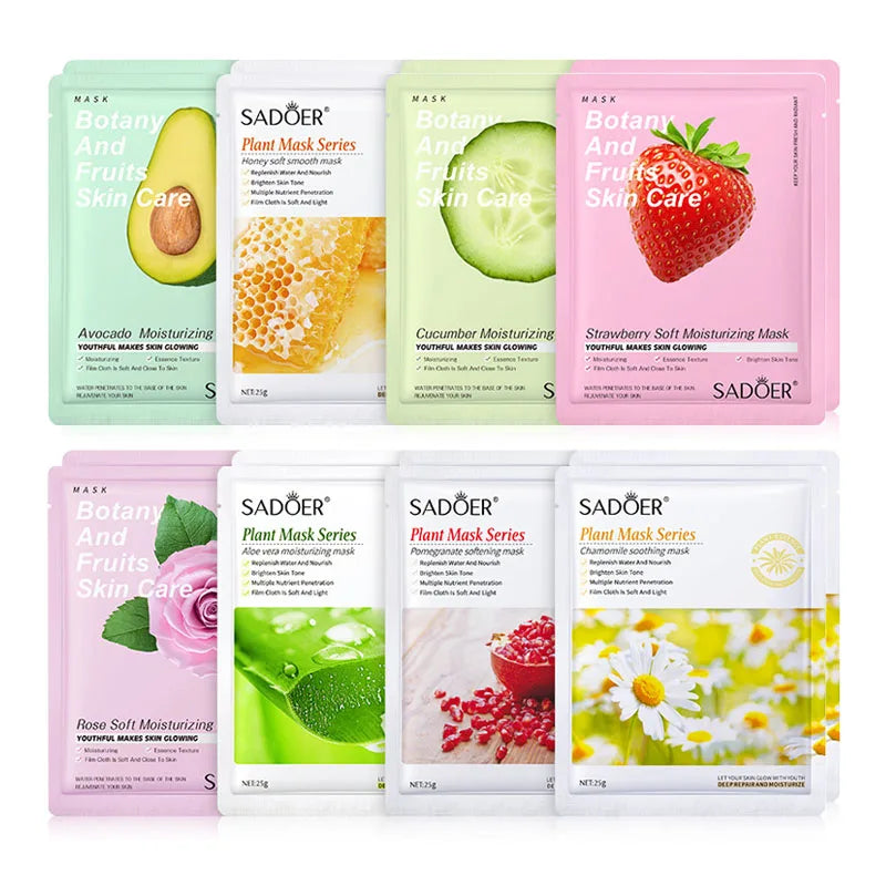 Lot de 8 masques naturels à base de plantes, soins de beauté, hydratants, raffermissants, cosmétiques coréens