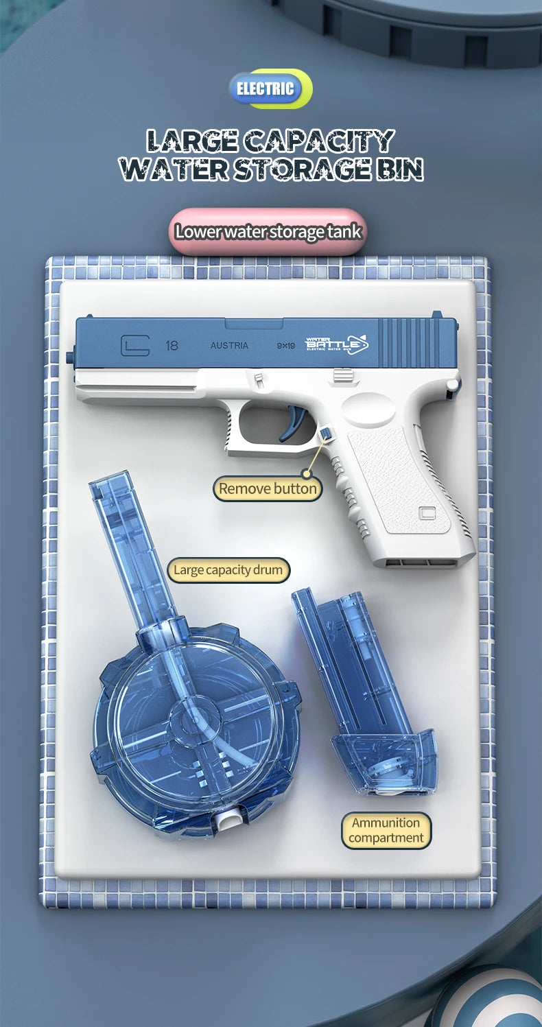 Pistolet à eau électrique, pistolet à eau automatique, grande capacité, jouet pour l'été, la plage, la piscine, les fêtes