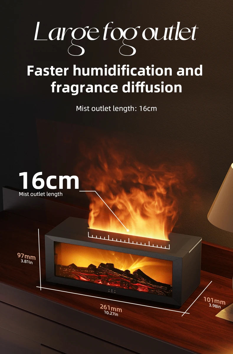 Flame Humidifier Simulated Fireplace At Night Time Remote Control Bass Large Spray Aroma Diffuser Oil Christmas Gifts