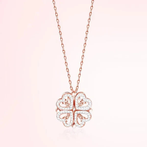 Collier pendentif magnétique Love pour femme, collier trèfle en forme de cœur, pendentif porte-bonheur 4 en 1, bijoux cadeau