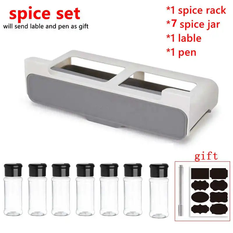 Estante de especias de cocina autoadhesivo para montar en la pared, debajo del estante, organizador de especias para botellas de condimentos, estante de almacenamiento de cocina