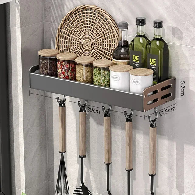 Estante de especias de cocina de pared, estante para condimentos, estante multifuncional para utensilios domésticos, organizadores colgantes de cocina