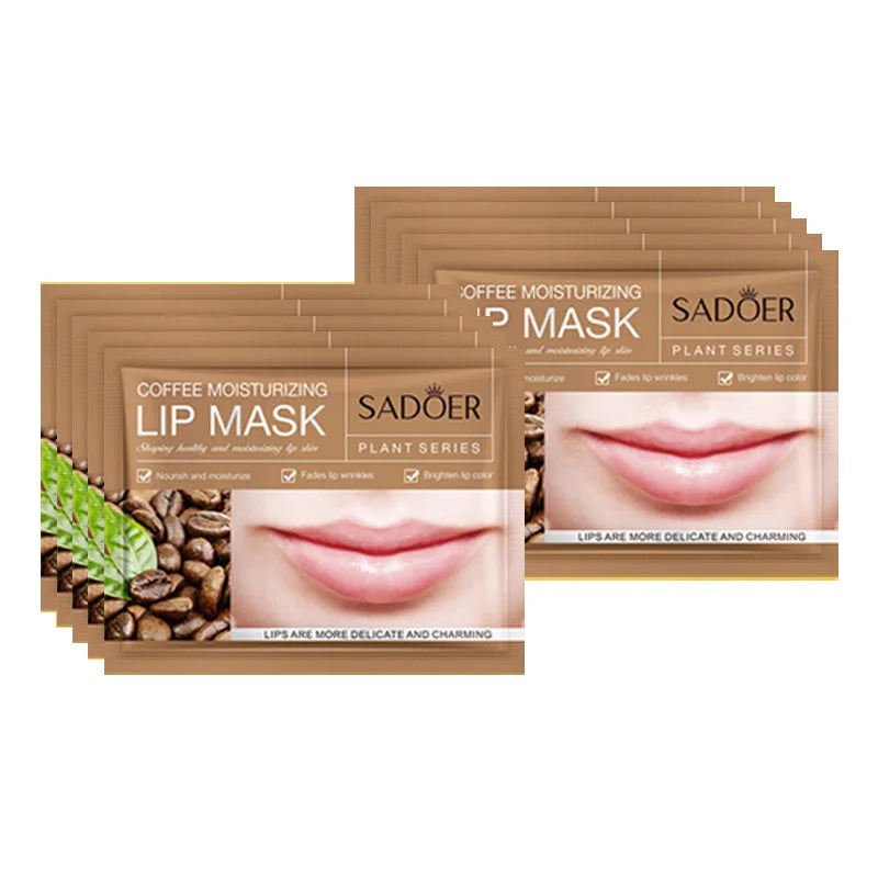 10pcs SADOER Fruits Moisturizing Lip Mask Lips Skin Care Nourishing Hydrating Crystal Collagen Gel Lip Patches Lips Plumper