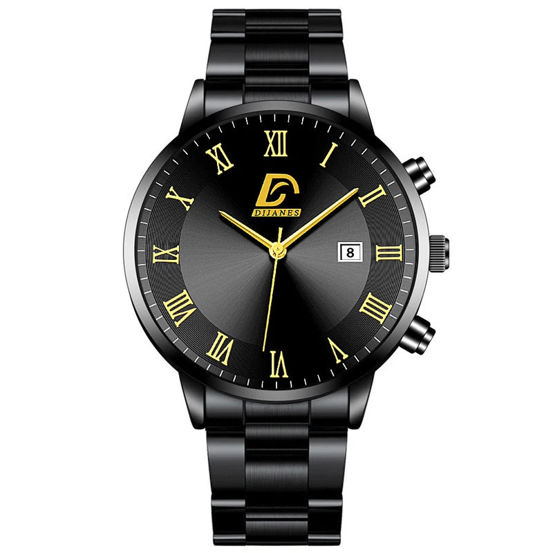Montres à quartz minimalistes pour hommes, montre-bracelet de luxe en or, montre-bracelet pour hommes, montre-bracelet décontractée avec calendrier