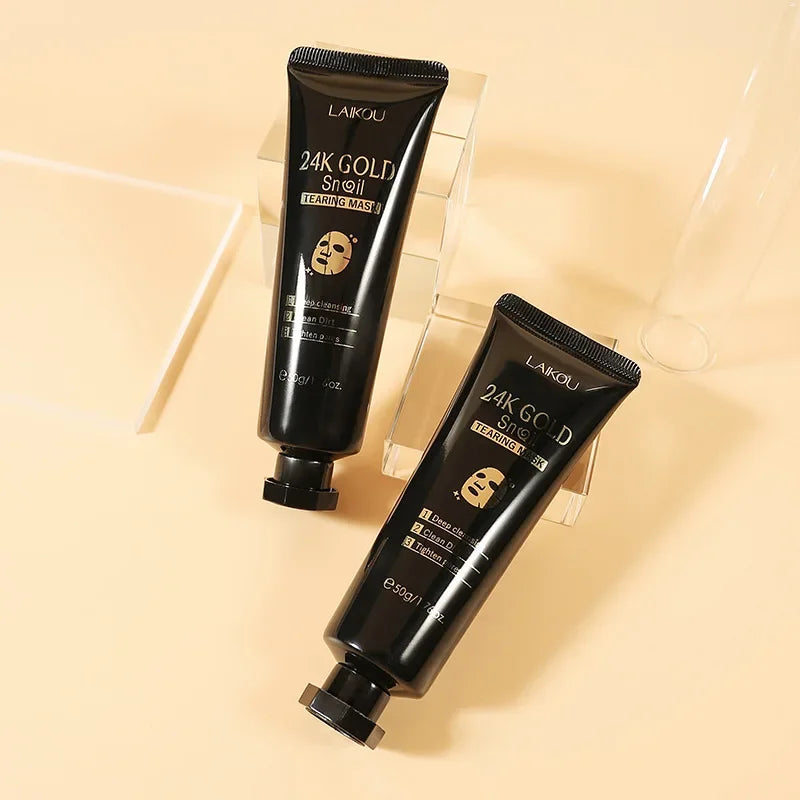 Masque LAIKOU 24K Gold SNAIL TEARING, nettoyant en profondeur, élimine les points noirs, soin du visage, 50 g