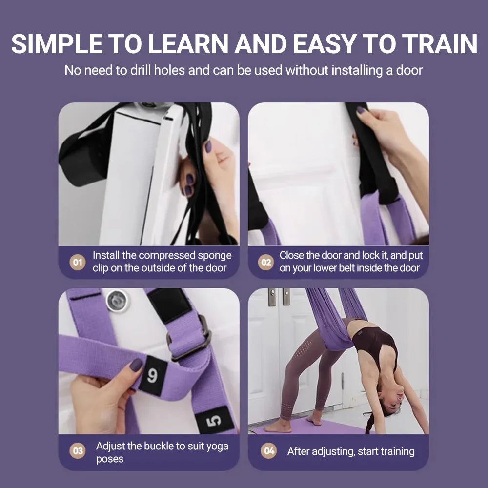 Finger Stretching Tool Elastic Yoga Belt Woman Hammock Split Lower Waist Trainer Inverted Rope Pull Extension Belt