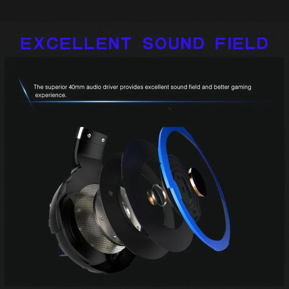 Auriculares para juegos con luz LED, micrófono, estéreo, graves profundos, para PC, portátil, PS4, Xbox