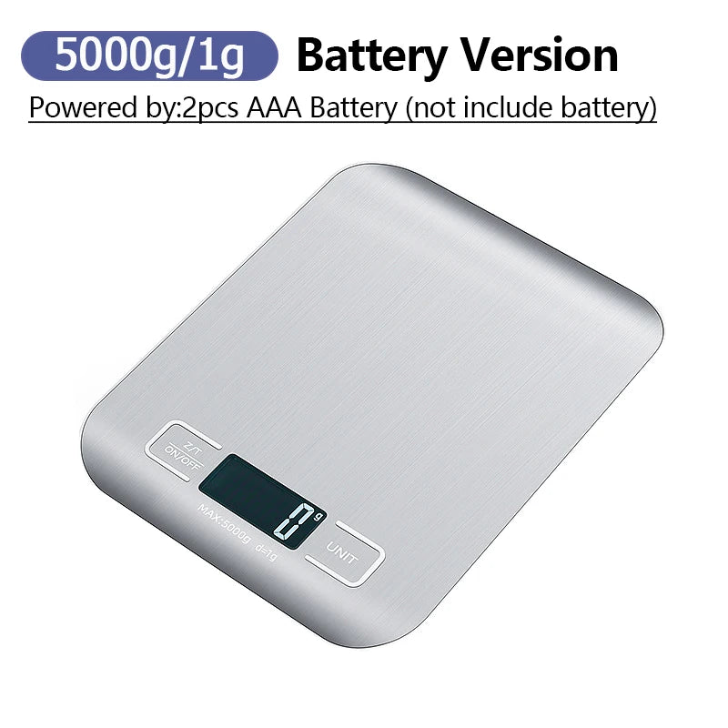 Báscula de cocina digital de 5 kg/10 kg con pantalla LCD, báscula electrónica de acero inoxidable, para el hogar, joyería, alimentos, aperitivos, herramientas para hornear