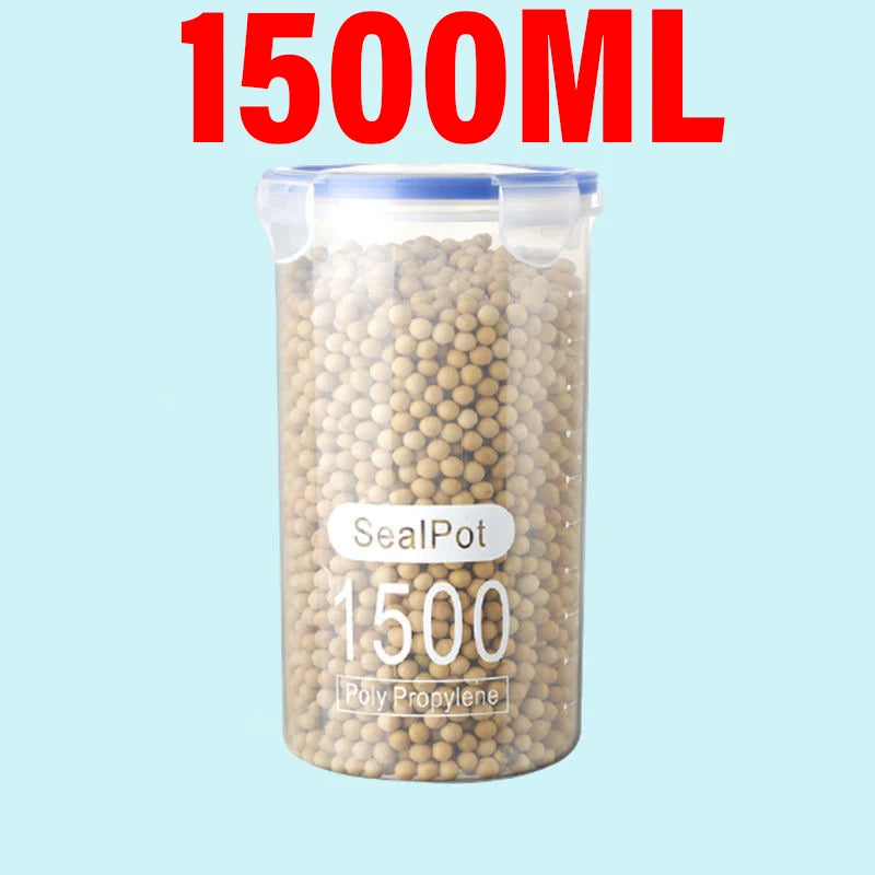 Tanque sellado de plástico de gran capacidad, cajón para verduras, cocina, organizador de almacenamiento de granos con báscula, caja sellada, frasco transparente, contenedor de especias