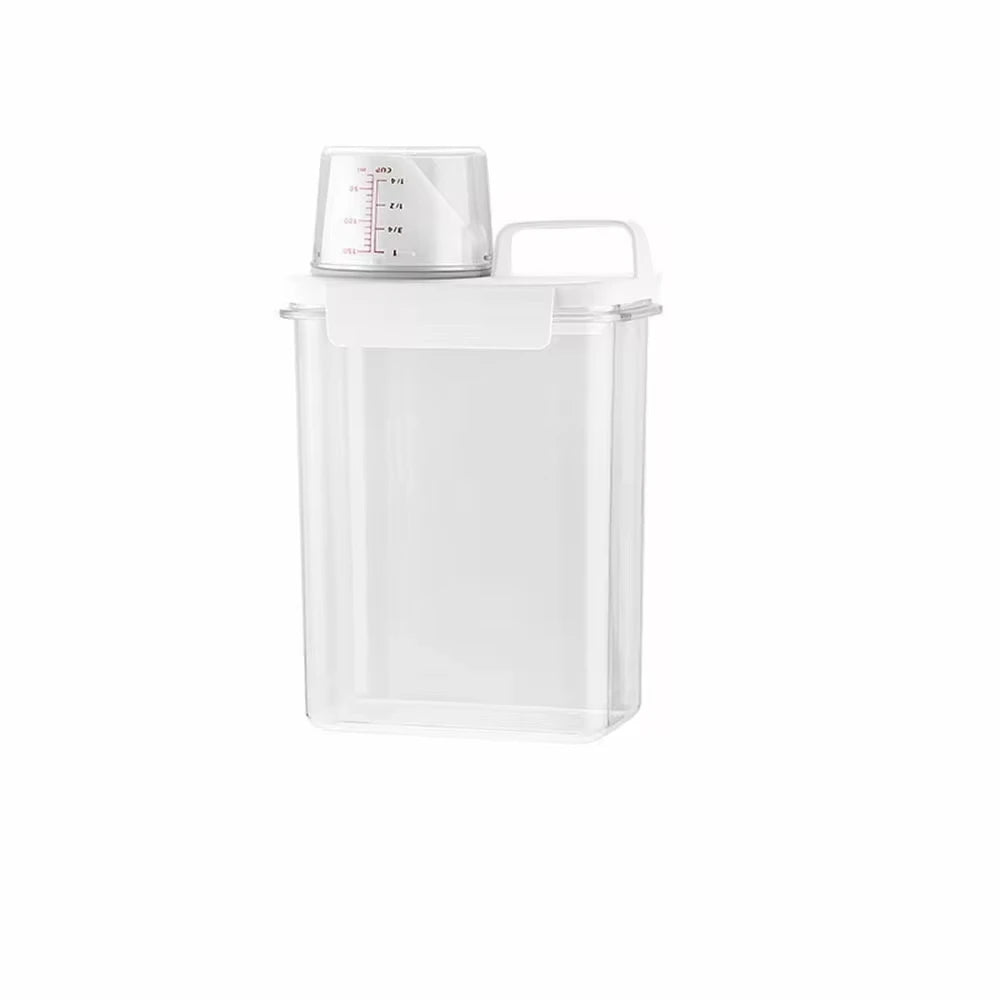 Dispensador hermético de detergente para ropa, caja de almacenamiento de polvo, recipiente transparente para detergente líquido con tapas, tarro