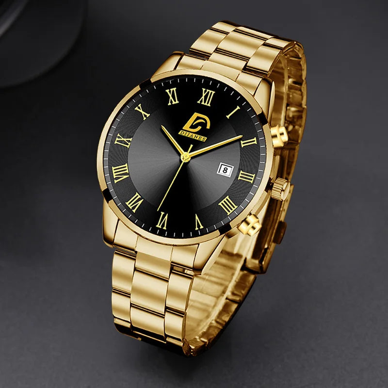 Montres à quartz minimalistes pour hommes, montre-bracelet de luxe en or, montre-bracelet pour hommes, montre-bracelet décontractée avec calendrier
