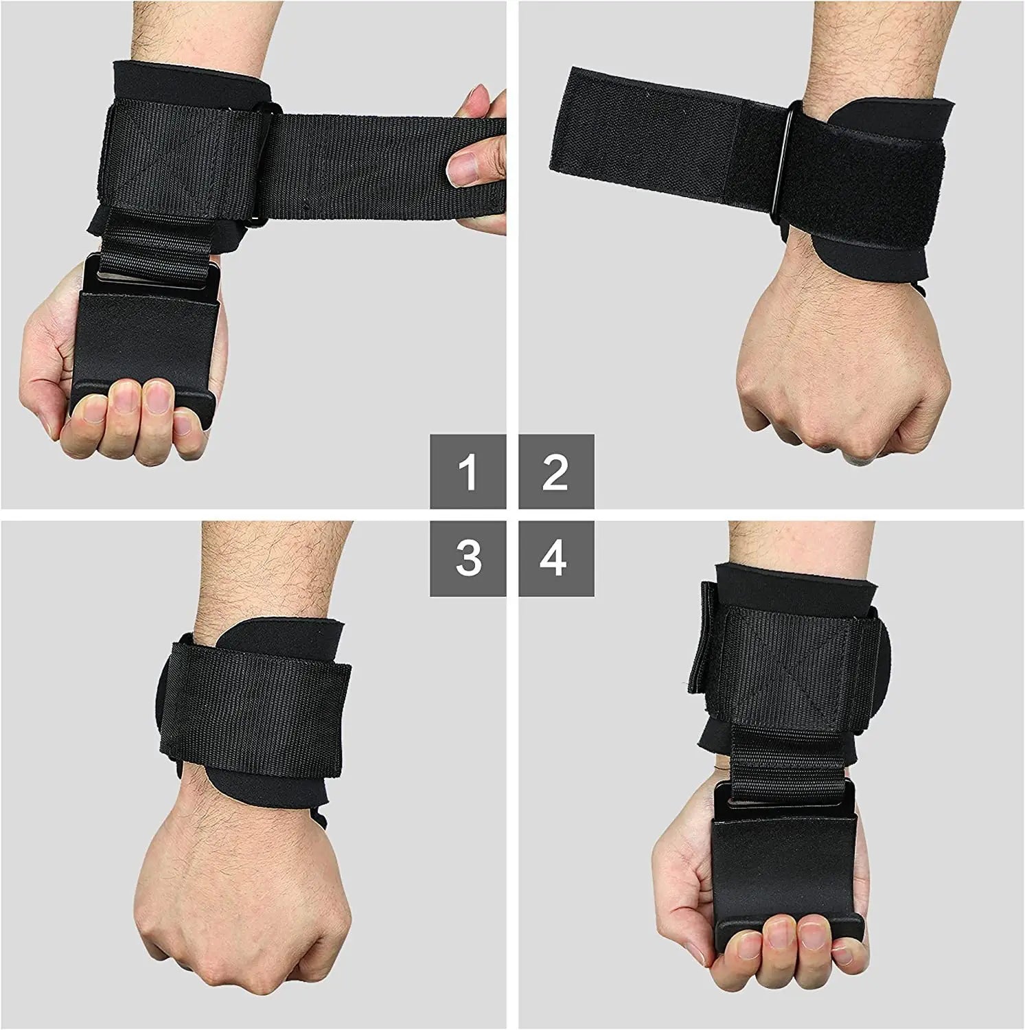 Poignées d'haltérophilie avec bandes de poignet, sangle de poignet, barre de musculation, sangle de poids, tractions, gants d'haltérophilie