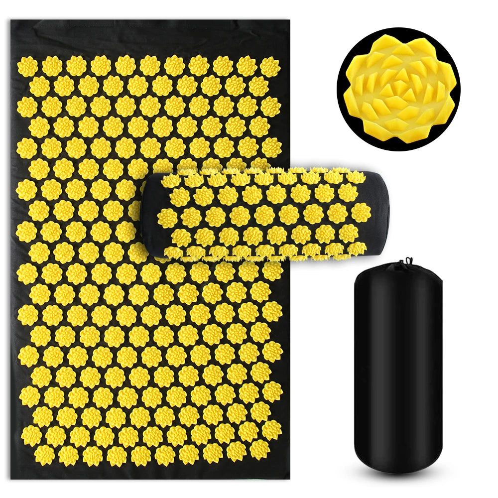 Pranamat Eco Lotus Spike Mat Acupuncture Massage Cushion Kuznetsov's Applicator for Neck Foot Back Yoga Acupressure Massage Mat