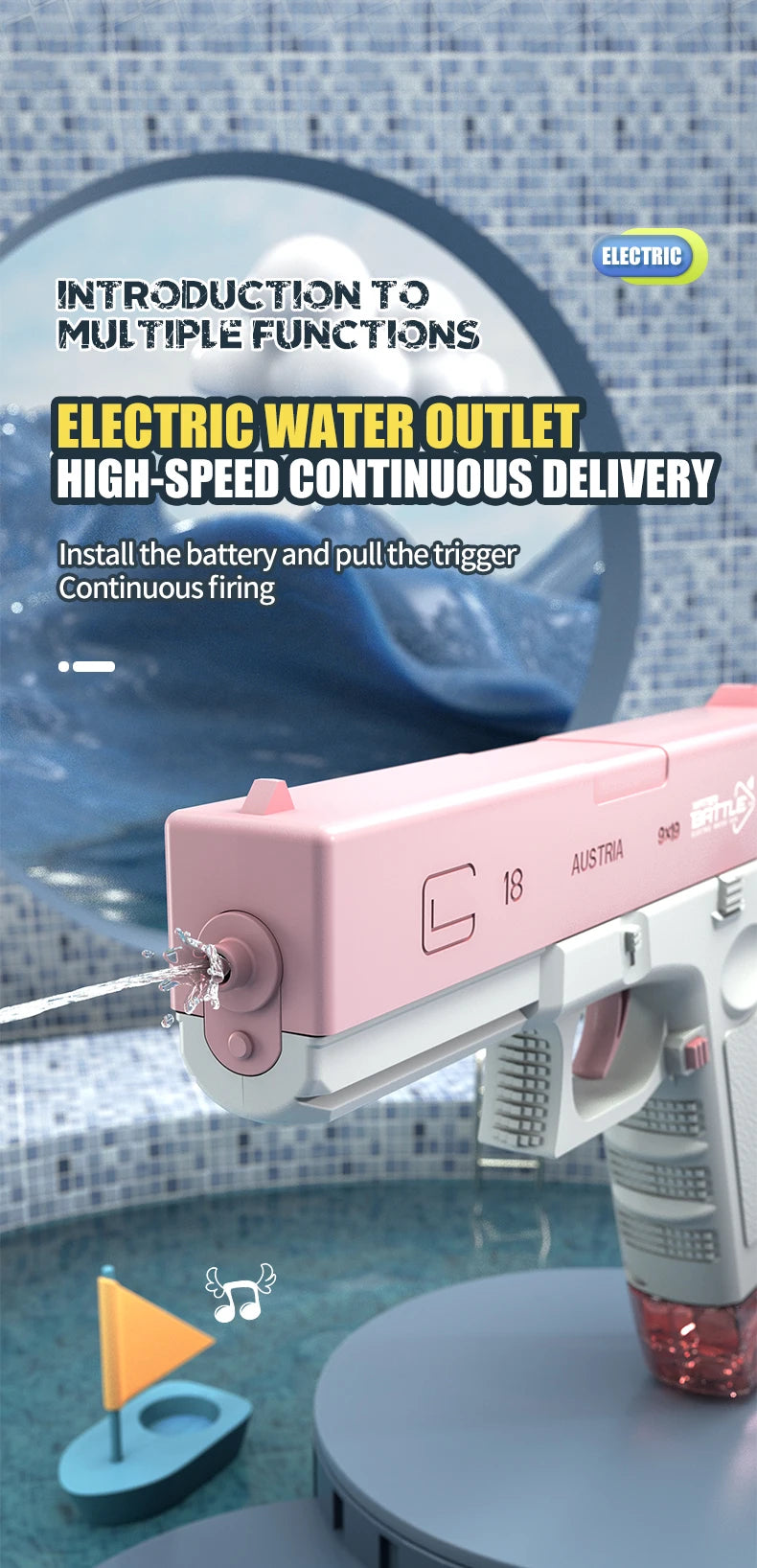 Pistolet à eau électrique, pistolet à eau automatique, grande capacité, jouet pour l'été, la plage, la piscine, les fêtes