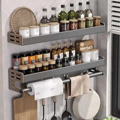 Estante de especias de cocina de pared, estante para condimentos, estante multifuncional para utensilios domésticos, organizadores colgantes de cocina