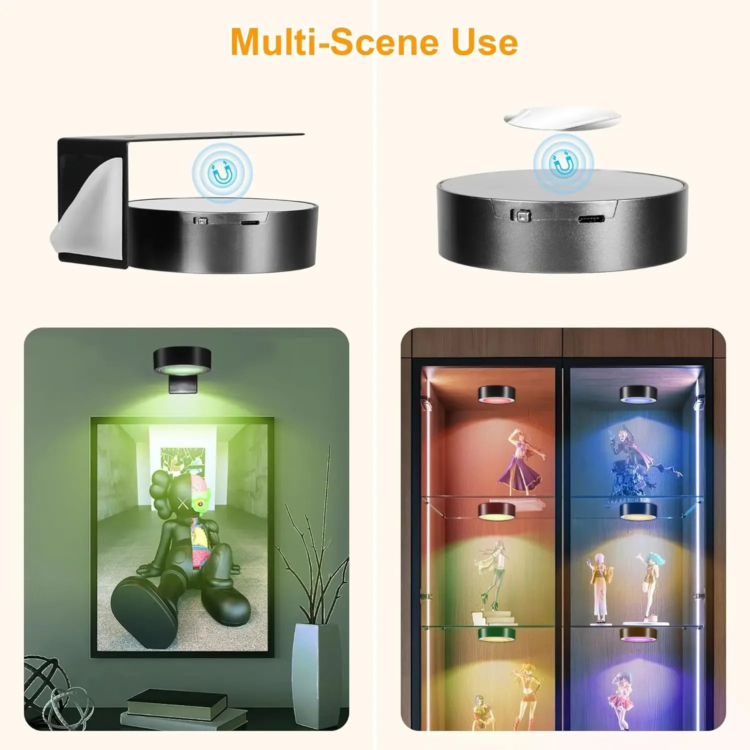 Magnetic LED Wall Light Night Dimmable Magnetic Picture Lights 360° Rotation Touch Remote Control Cabinet Spotlight Night Lamp