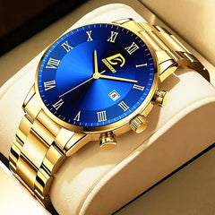 Montres à quartz minimalistes pour hommes, montre-bracelet de luxe en or, montre-bracelet pour hommes, montre-bracelet décontractée avec calendrier