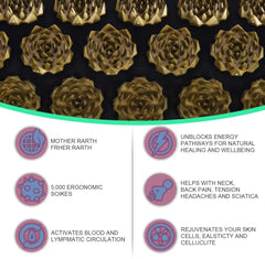 Pranamat Eco Lotus Spike Mat Acupuncture Massage Cushion Kuznetsov's Applicator for Neck Foot Back Yoga Acupressure Massage Mat