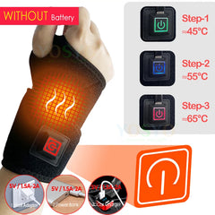 Manga de soporte para muñeca con calefacción eléctrica, protector de muñeca ajustable, correa negra transpirable, herramienta para proteger las articulaciones de las manos y los deportes.