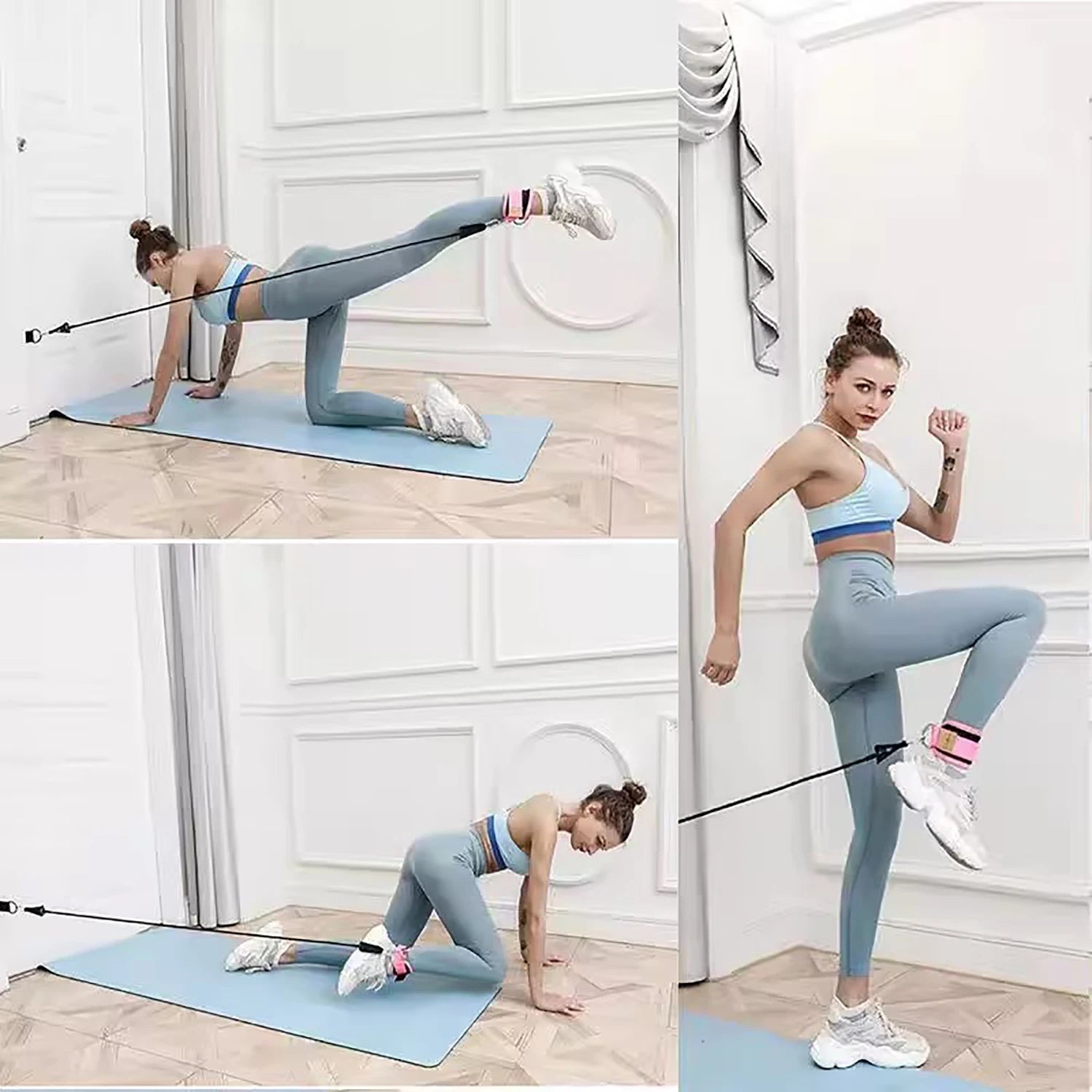 Ensemble de sangles de cheville et de bandes de résistance, équipement d'entraînement physique, poids de cheville, yoga, bande élastique de fitness pour salle de sport, homme et femme