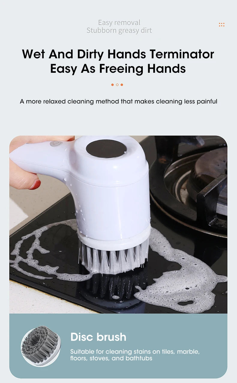 Electric Spin Scrubber, Bathroom Cordless Cleaning Brush Power Scrubber with 5 Replaceable Brush Heads, Electric Cleaning Brush