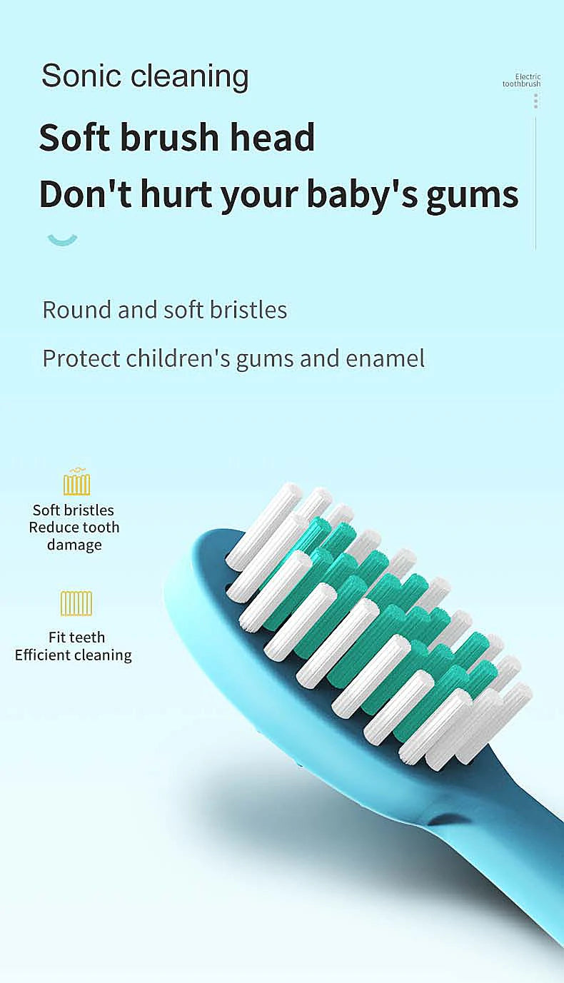 Children's Electric Toothbrush with 5 Replacement Heads Kids Cartoon Ultrasonic Sonic Battery Tooth Brushes Electric Toothbrush