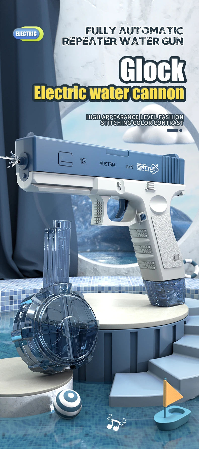 Pistolet à eau électrique, pistolet à eau automatique, grande capacité, jouet pour l'été, la plage, la piscine, les fêtes
