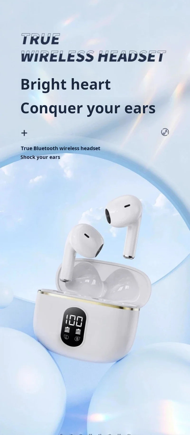 Auriculares inalámbricos Sony True con sonido estéreo HIFI, Bluetooth, pantalla táctil, para iPhone y Samsung. Cable para auriculares.