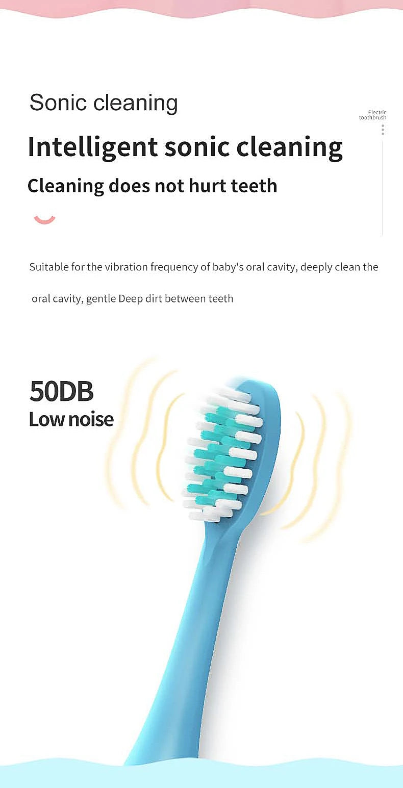 Children's Electric Toothbrush with 5 Replacement Heads Kids Cartoon Ultrasonic Sonic Battery Tooth Brushes Electric Toothbrush