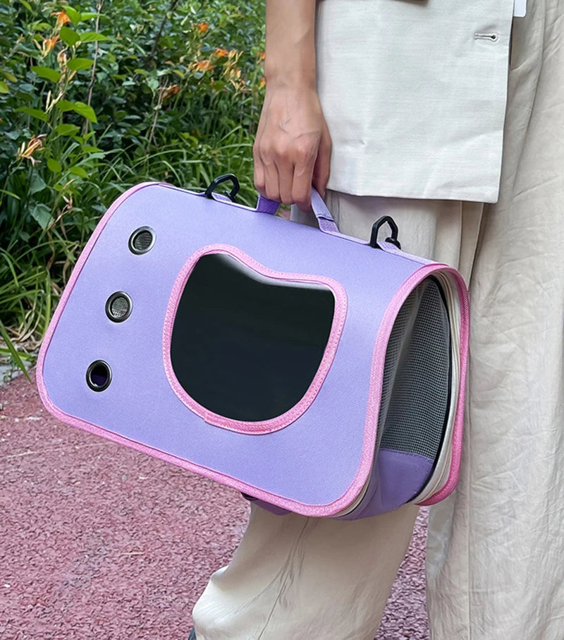 Portable Pet Carrier Bag for Small Dogs Cats Outdoor Foldable Cat Bag Breathable Cat Shoulder Bag Kitten Carrying Bag